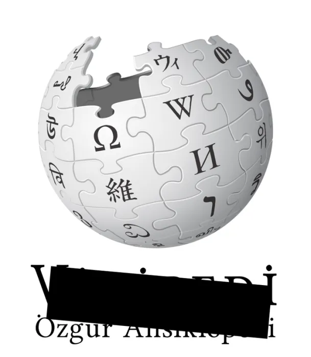 Так выглядит логотип турецкого раздела Википедии после того, как ресурс был заблокирован Турцией в 2017 году. Черный прямоугольный символ символизирует цензуру.