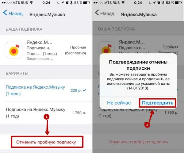 Как отменить подписку на ЯндексПлюс iPhone
