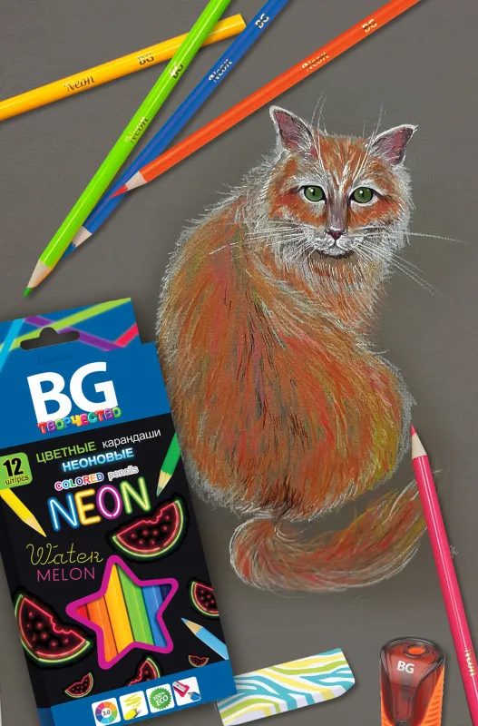 Дизайн неоновым карандашом BG на цветной бумаге для пастели