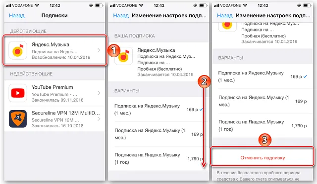 Отказаться от подписки на ЯндексПлюс