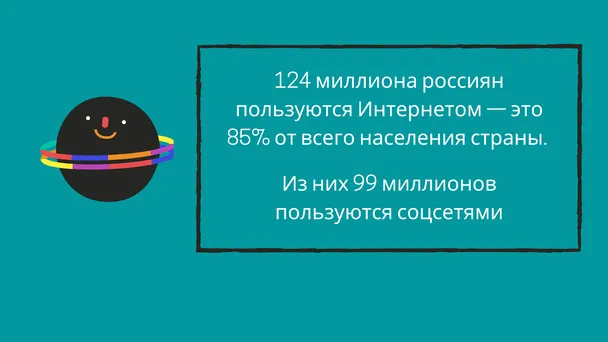 С января 2021 года, согласно исследованию We Are Social и Hootsuite, Digital 2021: Российская Федерация