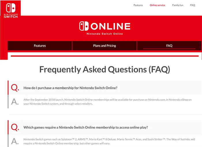 Примеры форматов FAQ на Nintendo