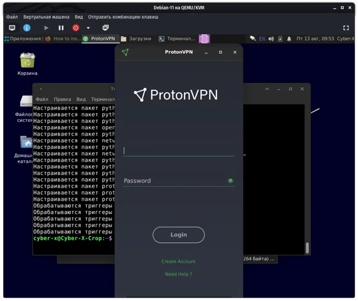 Графический клиент ProtonVPN на Linux 5