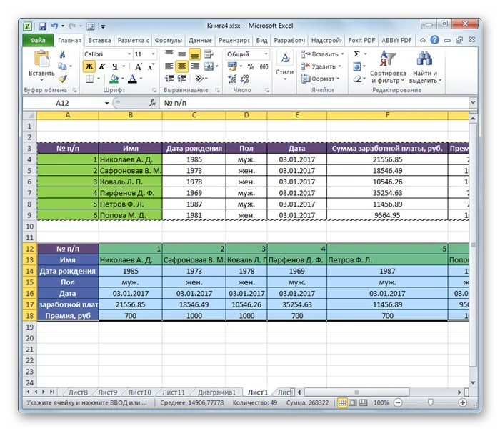 Инвертированные ячейки в Microsoft Excel
