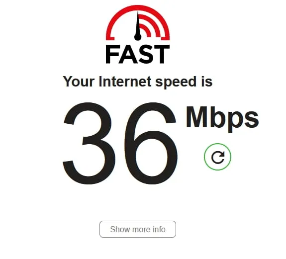 Проверьте скорость вашего интернет-соединения на fast.com