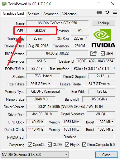 Имя GPU в GPU-Z