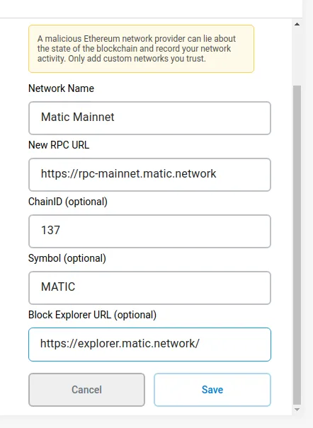 Как добавить сеть Matic в Metamask