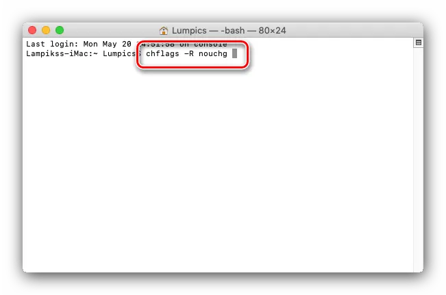 Введите команды в терминале MacOS для удаления защищенных файлов