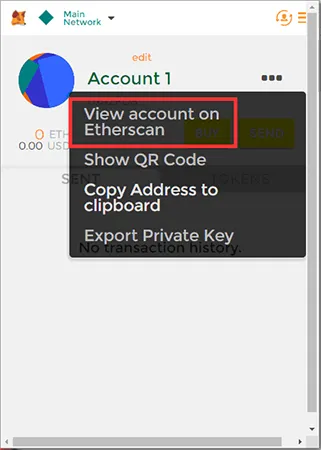View account in Etherscan
