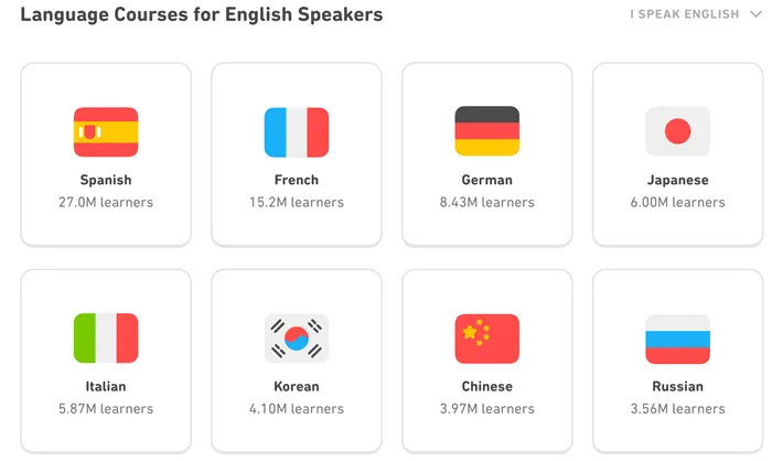 Языковые курсы - Duolingo