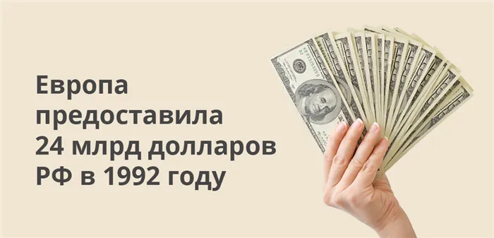 Европа предоставила 24 млрд долларов РФ в 1992 году