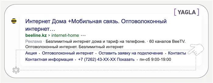 Пример быстрых ссылок в Яндекс