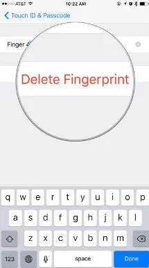 Удаление отпечатка в Touch ID