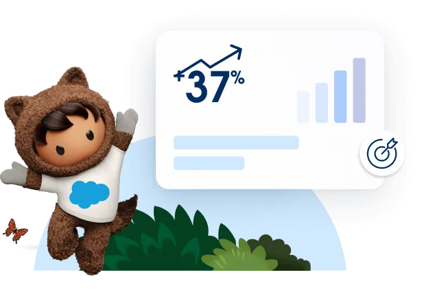 Astro jumping next to a salesforce chart