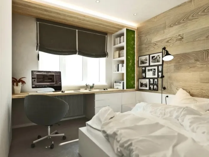Рабочая зона в спальне. / Фото: roomble.com