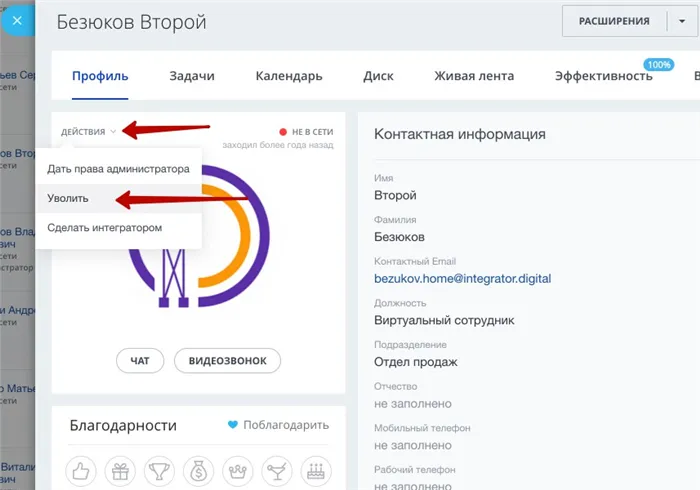 Как уволить сотрудника Битрикс24