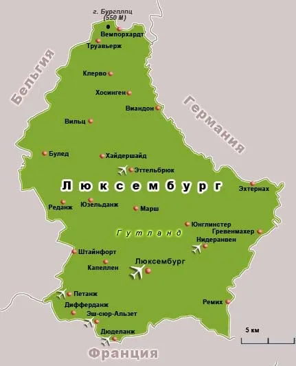 карта Люксембурга