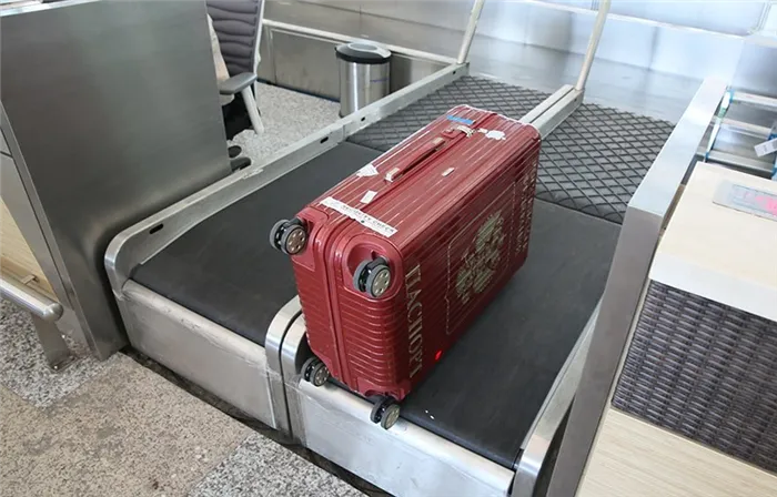 Заметный багаж на транспортере