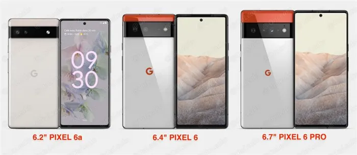 Новый смартфон от Гугл. Вот так будет выглядеть новый Pixel 6a по сравнению со старшими моделями. Фото.