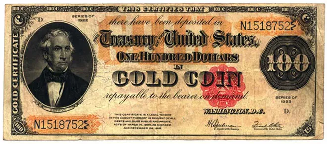 Количество золота, эквивалентное ста долларам.
