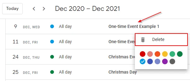 Как удалить несколько событий в Один раз в Календаре Google