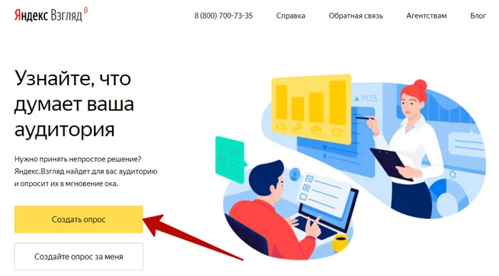 Яндекс Взгляд – кнопка создания опроса