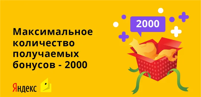 Максимальное количество получаемых бонусов от Яндекса - 2000