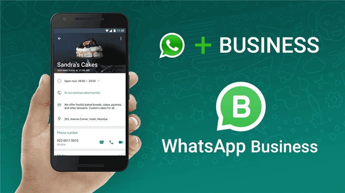 Логотип WhatsApp Business и смартфон в руке