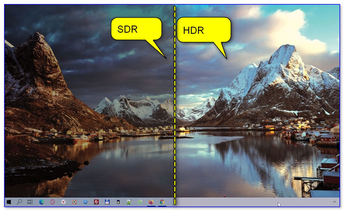 Отличие изображения SDR VS HDR (природа, горы, ландшафт)