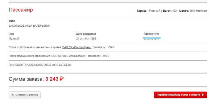 Пример покупки билета на сайте РЖД через интернет